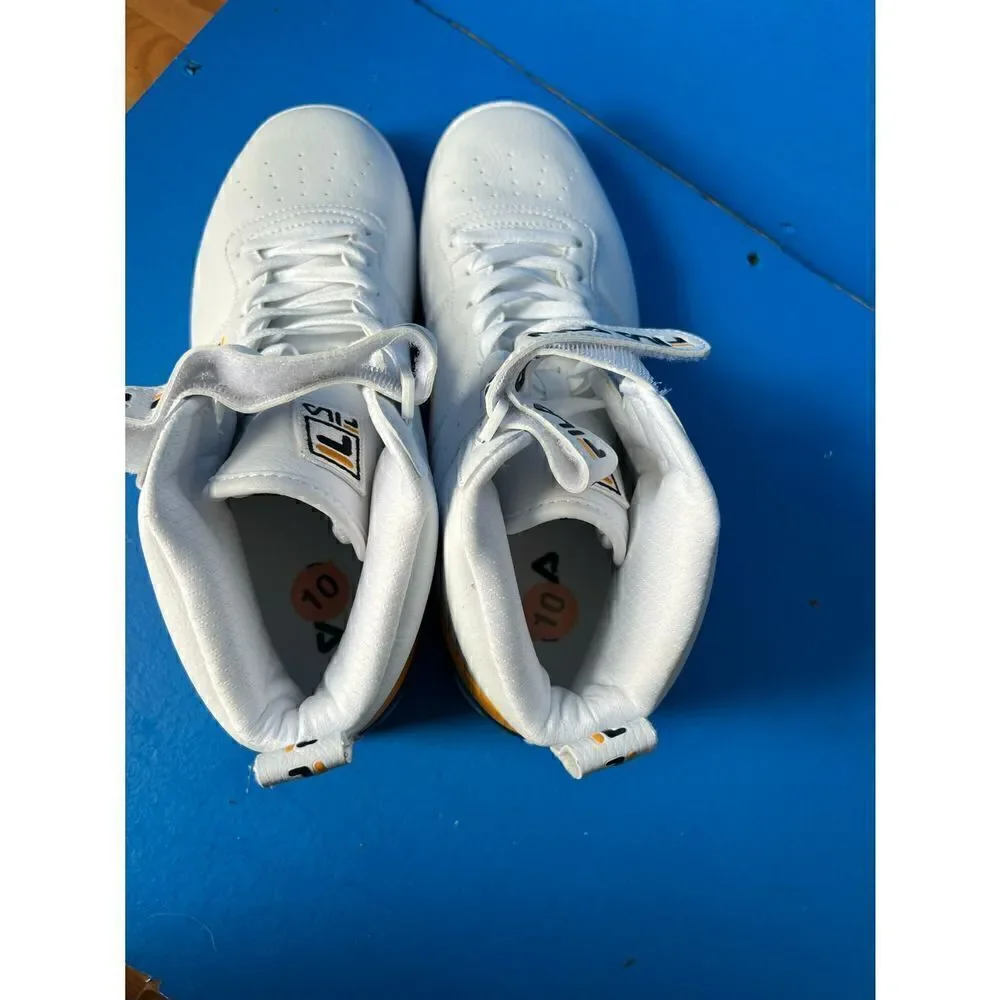 Fila Men's F-13v - White/Yelow/Fila Back - Fashion Sneakers - Sz: 10